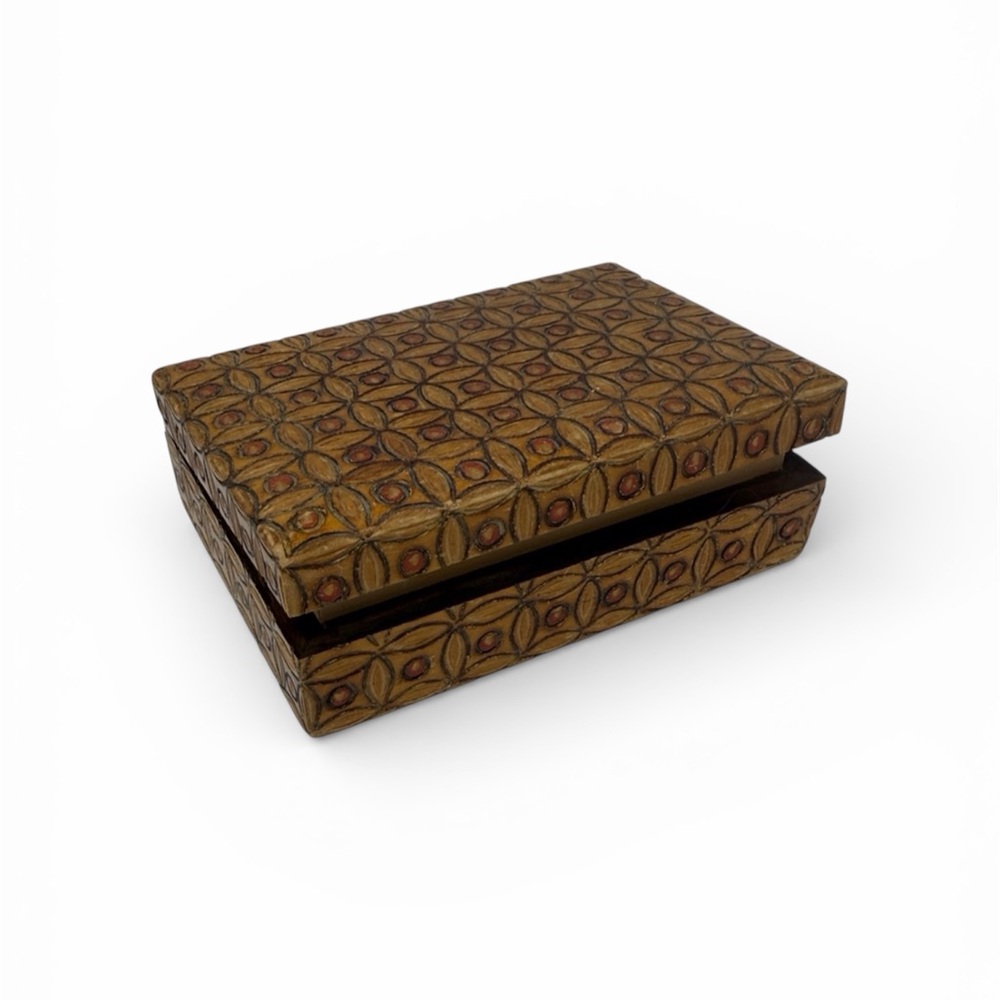 Decorative Brown Patterned Storage Box - Picture 1 of 7